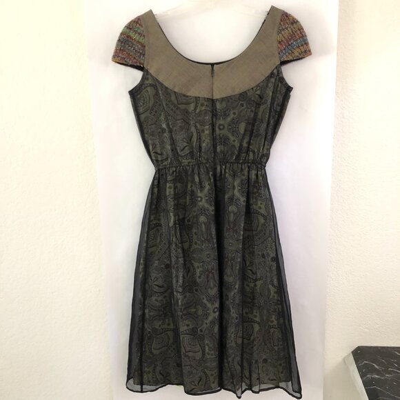 Vintage Louis Verdad Womens Green Dress Size S Silk Wool Short Sleeve - Picture 5 of 9